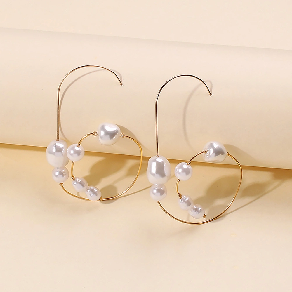 Designer Elegant Large Hoop Earrings Famous Brands Fashion Simple Korean Temperament Geometric Circle Pearl Stud Earrings