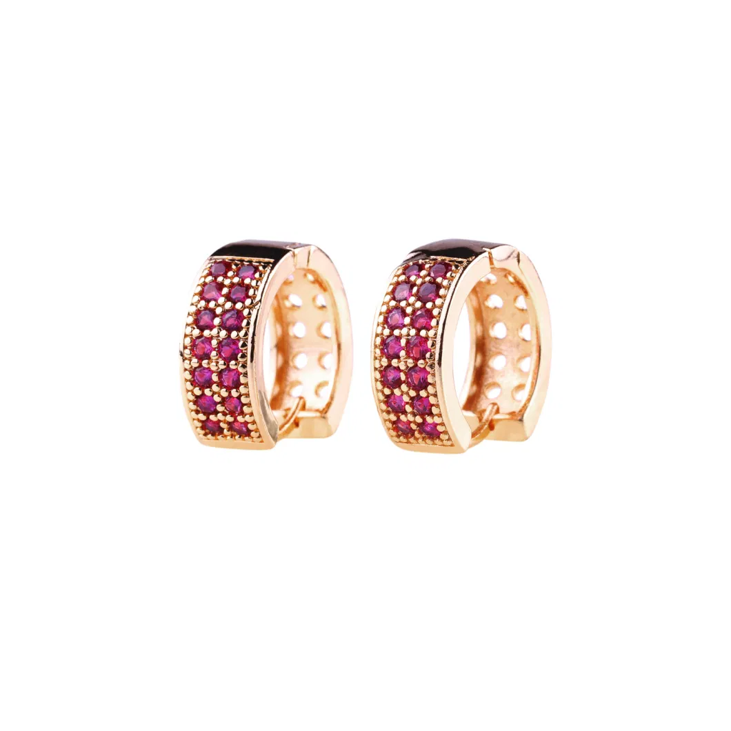 Fashion Simple Style 18K Gold Silver Alloy Jewelry Hoop Stud Drop CZ Huggie Earrings for Women