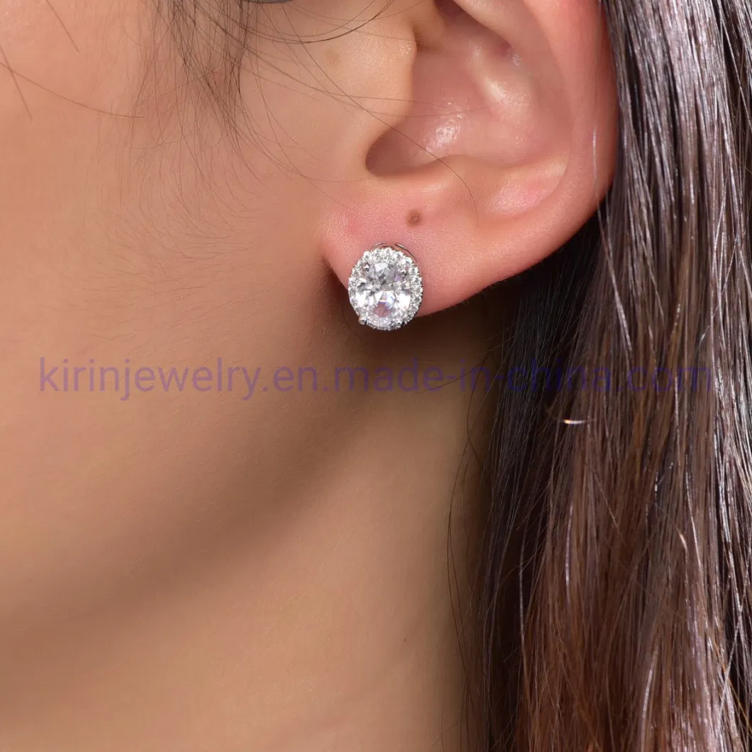 Classic Sterling Silver Jewelry 4mm 5mm 6mm Round CZ Cubic Zircon 925 Sterling Silver Stud Earring
