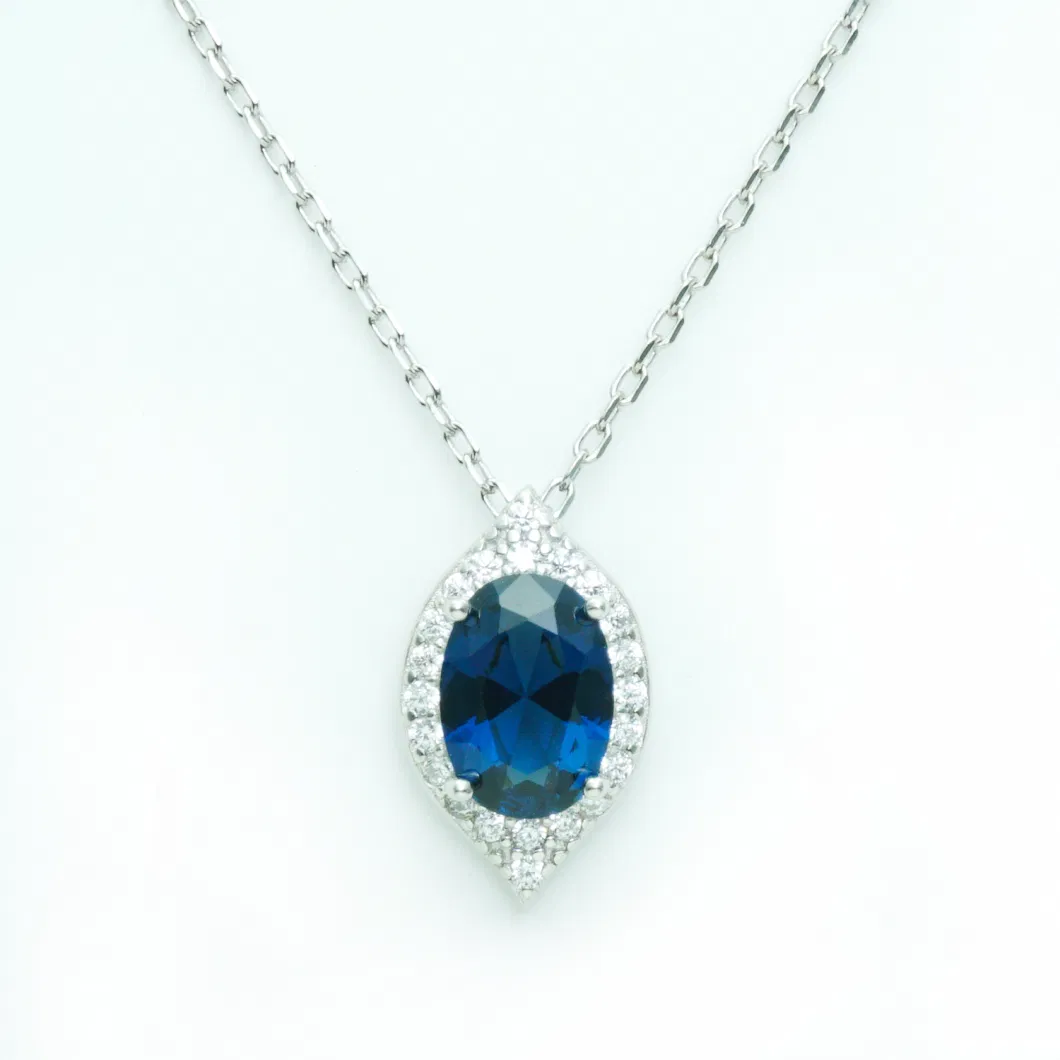 OEM Pretty Fashion Sterling Silver Gemstone Earrings Necklace Jewelry Set for Woman