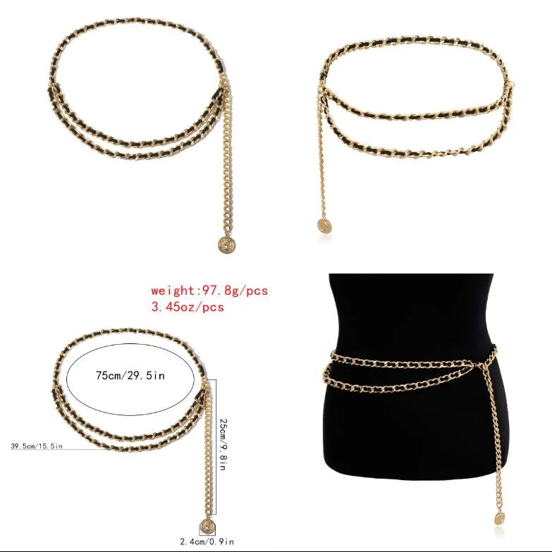 Ancient Sexy Fashion Multilayer Body Chain Personality Geometric Portrait Chain Flannel Waist Chain