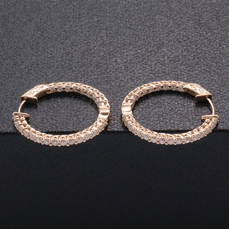Custom Large Gold Hoop Earrings Vvs Moissanite 14K Yellow Gold 2mm Lab Grown Diamond Gold Filled Hoop Earrings