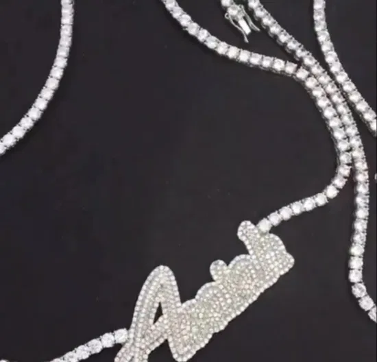 Hip Hop Diamond Created Diamond Karat Necklace Jewelry Men Cross Memory Letter Name Custom Diamond Pendant
