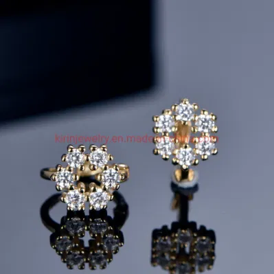 Trendy Design Korean Style 18K Solid Gold Plated Stud Earrings Small Gold Hoop Silver Diamond Earrings