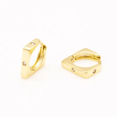Hot Custom Gold Fashion Sterling Silver CZ Square Hoops Earring Jewellery Wholesale