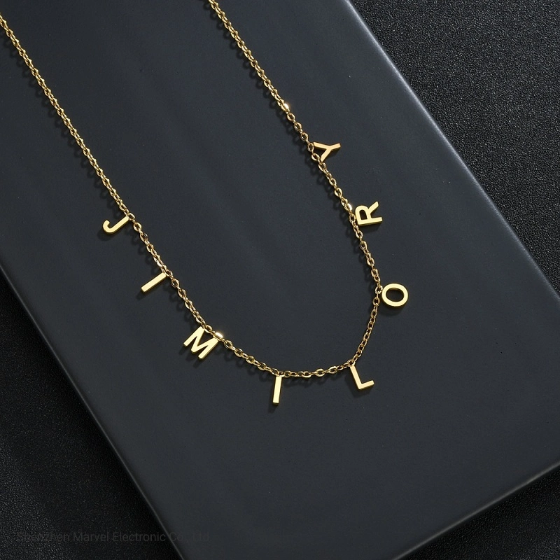 Customized Name Letter Necklace Stainless Steel Gold Initial Name Pendant