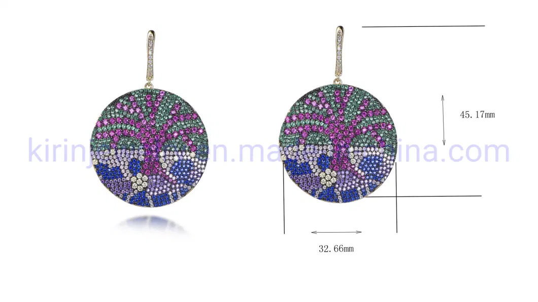 Pave Colorful Gemstone 925 Sterling Silver Earrings Drop Huggie Earrings for Women Pendant Earrings