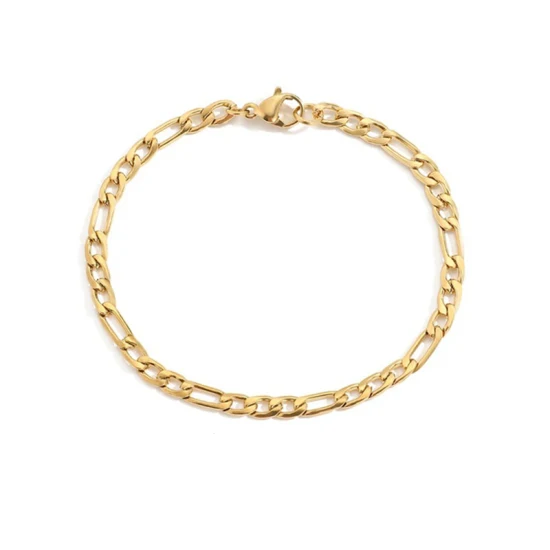 18K Gold Jewelry Fashion Stainless Steel Figaro Chain Bracelets