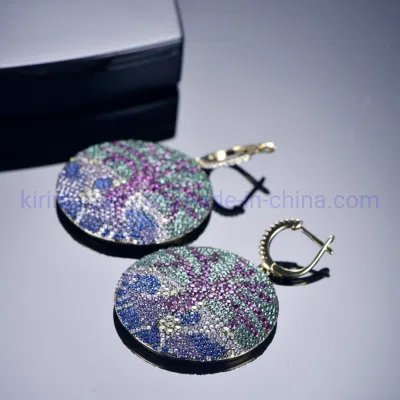 Pave Colorful Gemstone 925 Sterling Silver Earrings Drop Huggie Earrings for Women Pendant Earrings