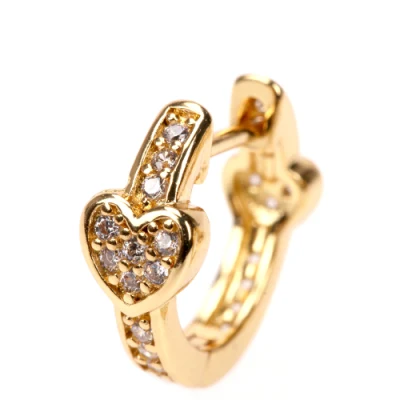 Fashionable Gold and White Gold Plated Hoop Zircon Earrings for Women