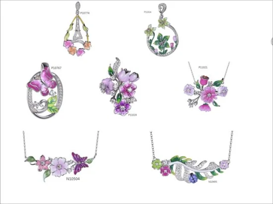 Fashion New Style 925 Silver Jewellry Enamel Flower Pendant Necklace